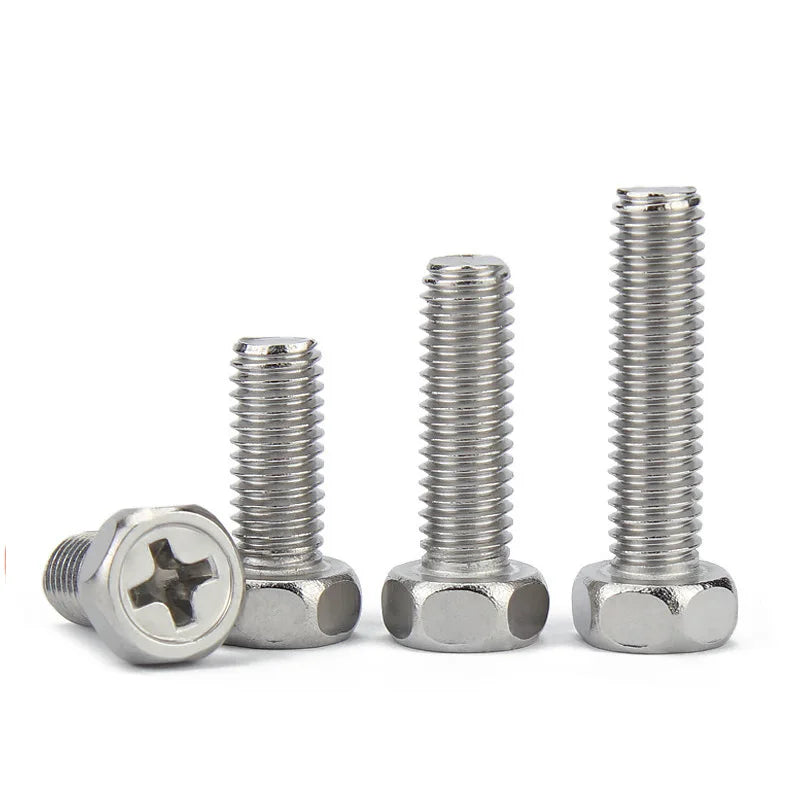 Xpcs M3 M4 M5 M6 M8 Cross Recessed External Hexagon Bolts 304 Stainless Steel Cross Groove Out Hex Head Screw GB29.2