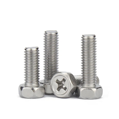 Xpcs M3 M4 M5 M6 M8 Cross Recessed External Hexagon Bolts 304 Stainless Steel Cross Groove Out Hex Head Screw GB29.2