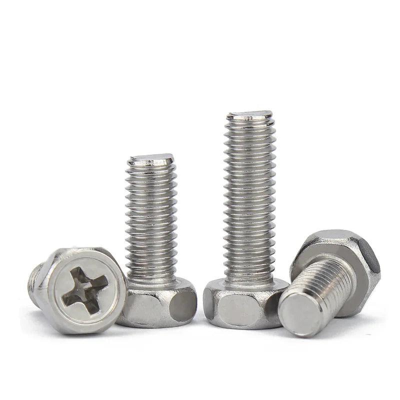 Xpcs M3 M4 M5 M6 M8 Cross Recessed External Hexagon Bolts 304 Stainless Steel Cross Groove Out Hex Head Screw GB29.2