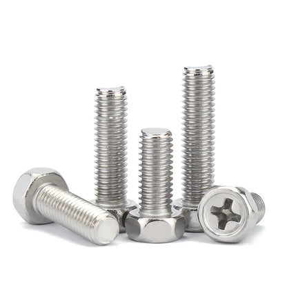 Xpcs M3 M4 M5 M6 M8 Cross Recessed External Hexagon Bolts 304 Stainless Steel Cross Groove Out Hex Head Screw GB29.2