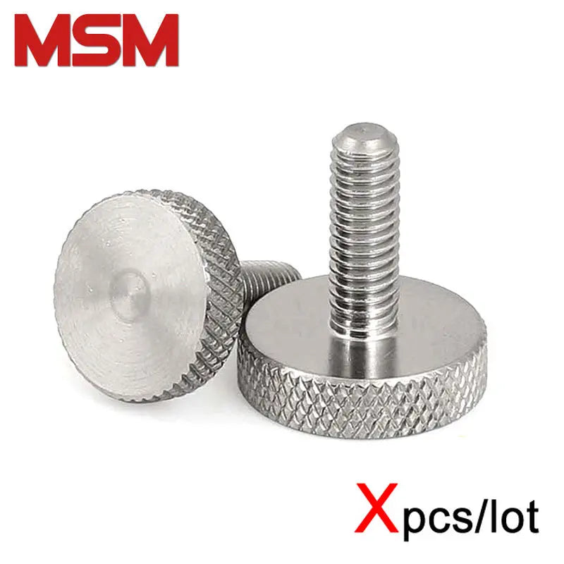 Xpcs M3 M4 M5 M6 M8 M10 Knurled Flat Head Hand Tighten Thumb Screw 304 Stainless Steel GB835 Curtain Wall Glass Screws DIN653