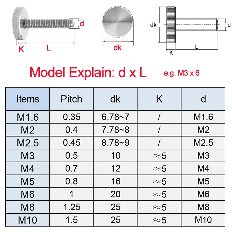 Xpcs M3 M4 M5 M6 M8 M10 Knurled Flat Head Hand Tighten Thumb Screw 304 Stainless Steel GB835 Curtain Wall Glass Screws DIN653