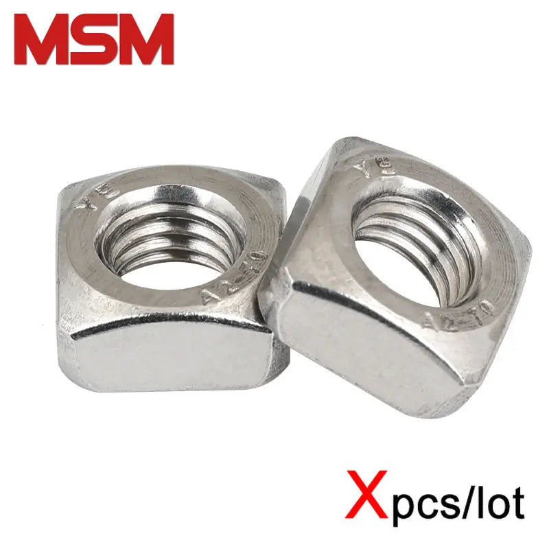 Xpcs M3 M4 M5 M6 M8 M10 M12 Square Nuts A2-70 304 Stainless Steel DIN557