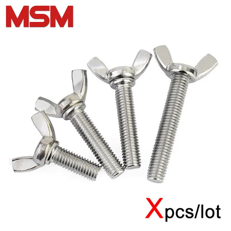 Xpcs M3 M4 M5 Wing Head Thumb Screws 304 Stainless Steel Butterfly Screw Wing Bolts Sheep Hand Tighten Horn Bolt DIN316