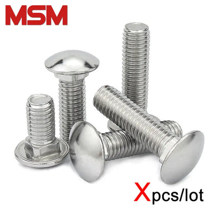 Xpcs M4 M5 M6 M8 Round Head Square Neck Carriage Screw 304 Stainless Steel GB12 Coach Bolt Truss Shelf Screws DIN603