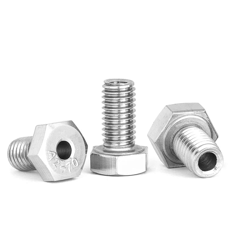 Xpcs M5 M6 M8 M10 M12 M14 M16 Outer Hexagon Hollow Bolt 304 Stainless Steel Mask Machine Through Hole Screw for Wire Passing