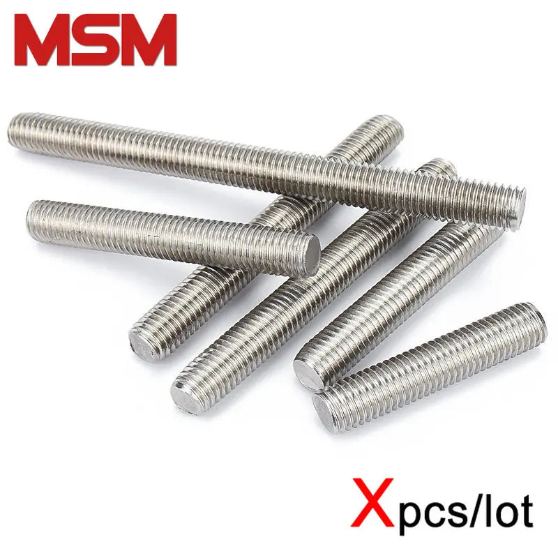 Xpcs M6 M8 M10 M12 Full Thread Rod Headless Bolts Screw Bar 304 Stainless Steel Full-Thread All Teeth Stud Screws DIN975