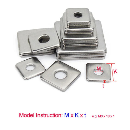 Xpcs Square Flat Washers 304 Stainless Steel Curtain Wall Flat Pad Spacer M3 M4 M5 M6 M8 M10 M12 M14 M16 M20 Square Gasket