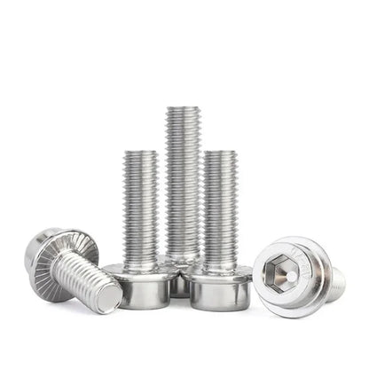 Xpcs Stainless Steel Hexagon Socket Head with Serrated Flange Screws M5 M6 M8 M10 M12 Anti-loose Hexagon Bolts Self-Lock Screws