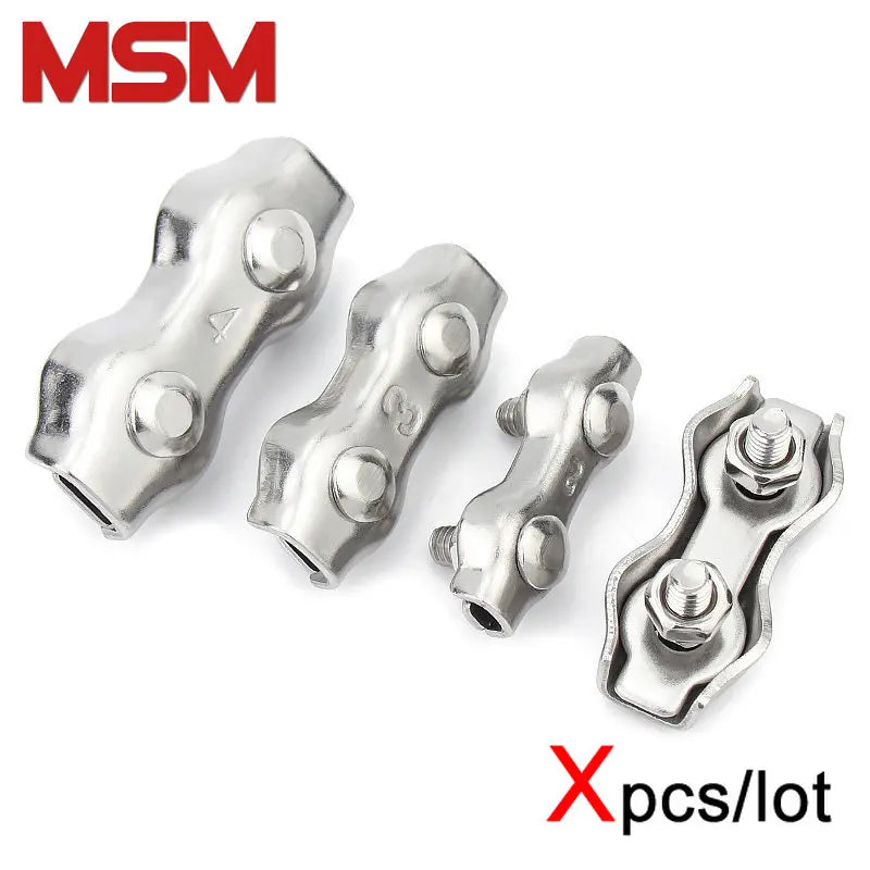 Xpcs Steel Wire Rope Duplex Clamp Buckle 304 Stainless Steel Brake Line Chuck Cable Fixing Fastening Clip M2 M3 M4 M5 M6 M8 M10