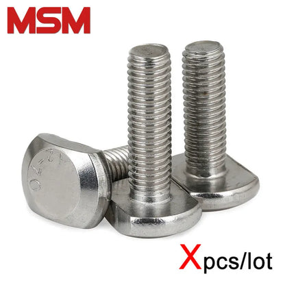 Xpcs T-Slot Bolt T Shape Rectangle Hammer Head Screw 304 Stainless Steel Chute Rail Track Fastener M5 M6 M8 M10 M12 M16 M20 GB37