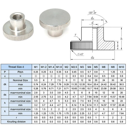 Xpcs/lot M2.5 M3 M4 M5 M6 M8 M10 Knurled Thumb Nut Collar Step Blind Through Hole 304 Stainless Steel 3D Printer Parts DIN466