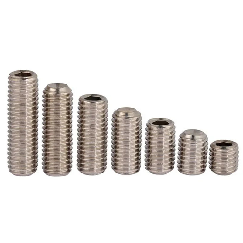Xpcs/lot M3 M4 M5 M6 M8 M10 Hexagon Socket Set Screws with Cup Point 304 Stainless Steel Headless Grub Screw Concave End DIN916