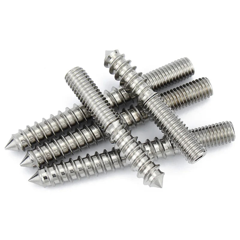 Xpcs/lot M4~M12 Double End Hexagon Socket Thread Point Tail Self Tapping Screw 304 Stainless Steel Furniture Screws Wood Dowels