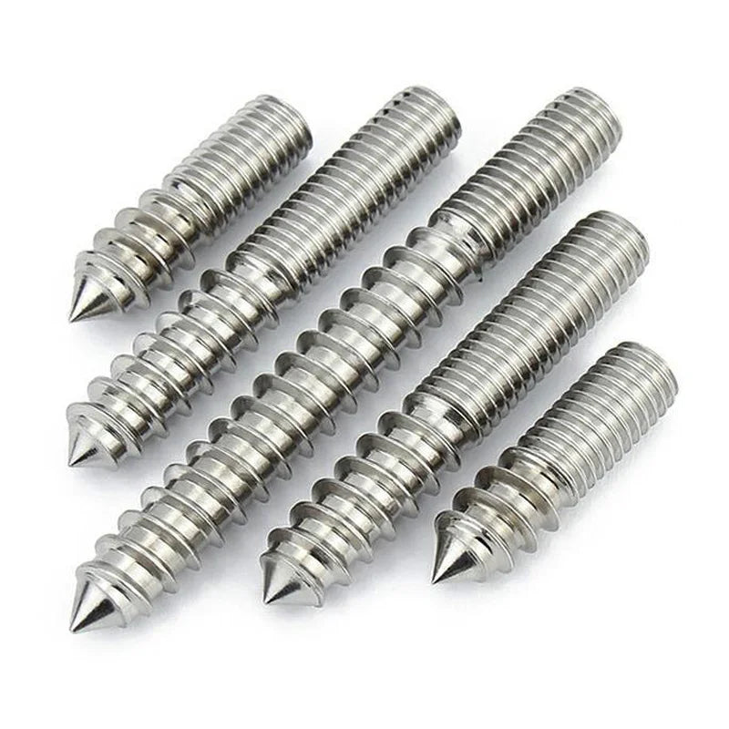 Xpcs/lot M4~M12 Double End Hexagon Socket Thread Point Tail Self Tapping Screw 304 Stainless Steel Furniture Screws Wood Dowels