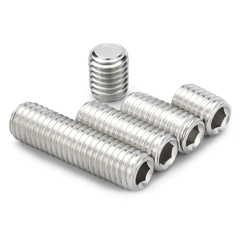 Xpcs/lot M6 M8 M10 M12 Hexagon Socket Set Screws with Flat Point 304 Stainless Steel Headless Fixed Grub Screw Flat End DIN913